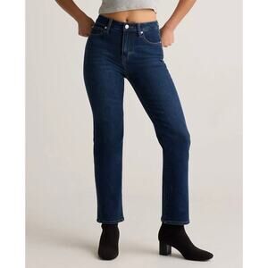 Quince Stretch High Rise Straight Jeans Midnight Blue Size 26